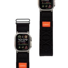 Overboard Runner najlonski remen za Apple Watch 1/2/3/4/5/6/7/8/9/10/11/SE Ultra 1/2/3 42/44/45/46/49mm, crni
