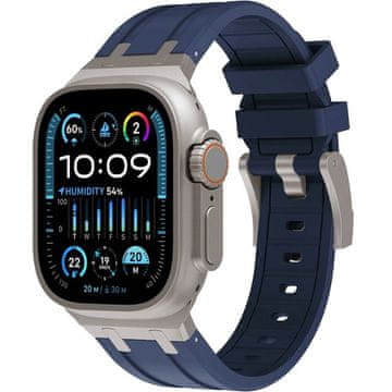 GS Silikonski remen za Apple Watch 1/2/3/4/5/6/7/8/9/10/11/SE Ultra 1/2/3 42/44/45/46/49 mm, tamnoplava