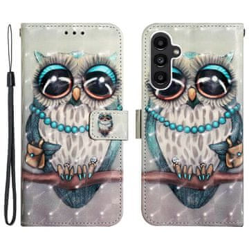 GS Preklopna futrola za Samsung Galaxy A25 5G, Dekor u obliku svijetlih točkica, Sova + 9H staklo