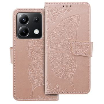 GS Preklopna futrola za Xiaomi Poco X6 5G, leptir, ružičasto-zlatna