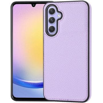 GS Kožna futrola za Samsung Galaxy A25 5G, Lychee kožna futrola, ljubičasta + 9H staklo