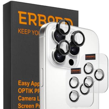 Overboard 2x OPTIK Pro zaštitno staklo za kameru za iPhone 16 Pro/16 Pro Max / 15 Pro/15 Pro Max/14 Pro/14 Pro Max, crno