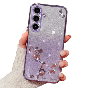 GS Maska za Samsung Galaxy A05s 4G, cvijet s glitterom, ljubičasta