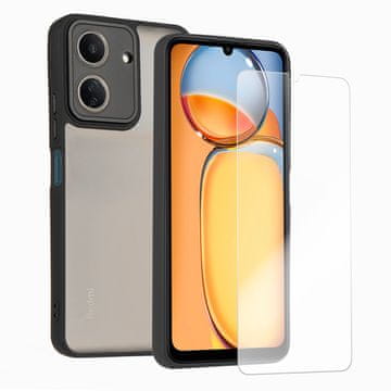 GS Futrola za Xiaomi Redmi 13C / Poco C65, Mat futrola, mat / crna + 9H staklo