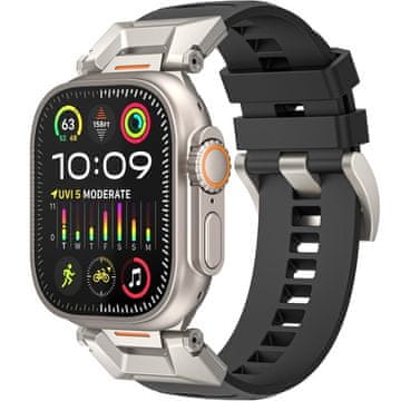 GS Remen za Apple Watch 1/2/3/4/5/6/7/8/9/10/11/SE Ultra 1/2/3 42/44/45/46/49 mm, crni