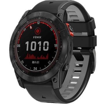 GS Silikonski remen QuickFit za Garmin Fenix 22mm, crni / sivi