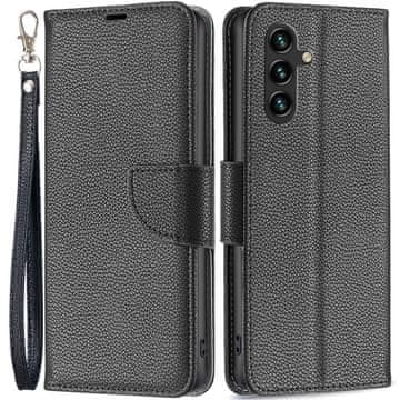 GS Preklopna futrola za Samsung Galaxy A15, novčanik od liči kože, crna + 9H staklo