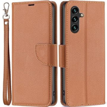 GS Preklopna futrola za Samsung Galaxy A15, novčanik od liči kože, smeđa + 9H staklo