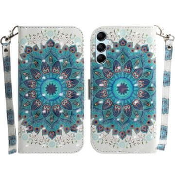 GS Preklopna futrola za Samsung Galaxy A15, novčanik mandala, bijela + 9H staklo