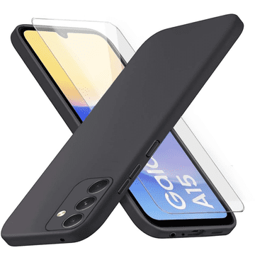GS Futrola za Samsung Galaxy A15, Silikonska Lite, crna + 9H staklo