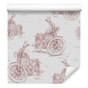 3D tapeta s skicama retro motocikala za dnevni boravak i spavaću sobu 50x1000 cm