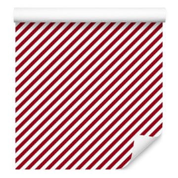 Tapeta s crvenim i koraljnim prugama za dnevni boravak i spavaću sobu 50x1000 cm