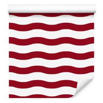 Tapeta Pruge crvene i bijele, crvena pozadina 50x1000 cm