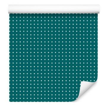 Tapeta s točkicama tirkizne boje, tirkizna središnja za dnevni boravak i spavaću sobu 50x1000 cm
