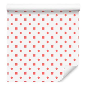 Tapeta s bijelim i koraljnim točkicama, suptilni detalji 50x1000 cm