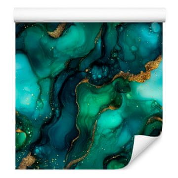 Tapeta Tirkizna, Morsko plava i Zelena u boji boce 50x1000 cm