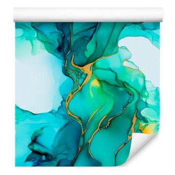 Tapeta tinta tirkizna, morsko zelena, celadon i bijela 50x1000 cm
