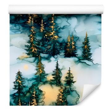 Tapeta tinta tirkizna, morsko plava i svijetlosiva 50x1000 cm