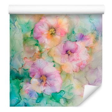 Tapeta s tintom svijetlo sive, bež, zelene i morsko plave boje 50x1000 cm