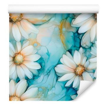 Tapeta tinta tirkizna, svijetlosiva, morsko zelena i celadon 50x1000 cm