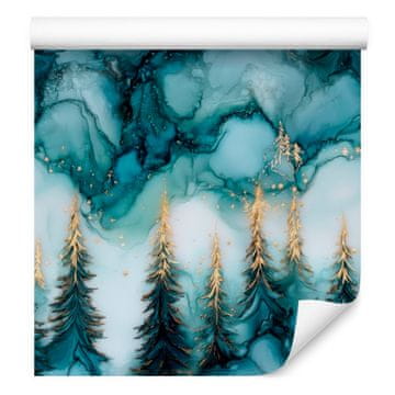 Tapeta u tirkiznoj, svijetlo sivoj i celadon boji 50x1000 cm