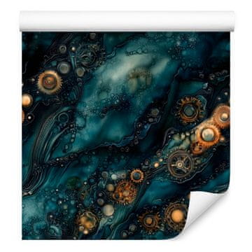Tapeta tinta tirkizna, mornarsko plava, crna i morsko plava 50x1000 cm