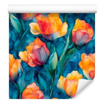 Tapeta s tintom, tirkizna, plava i zlatna za dnevni boravak i spavaću sobu 50x1000 cm