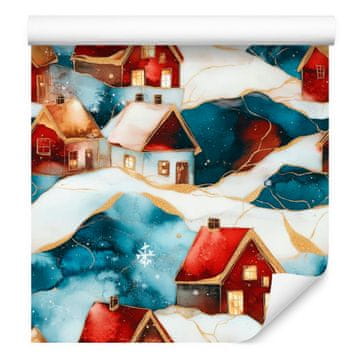 Tapeta s tintom, tirkizna i bijela, za dnevni boravak i spavaću sobu 50x1000 cm