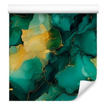 Tapeta u morskoj tinti i žutoj boji za dnevni boravak i spavaću sobu 50x1000 cm