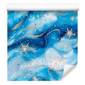 Azurna, plava i svijetlo siva tapeta s tintom 50x1000 cm