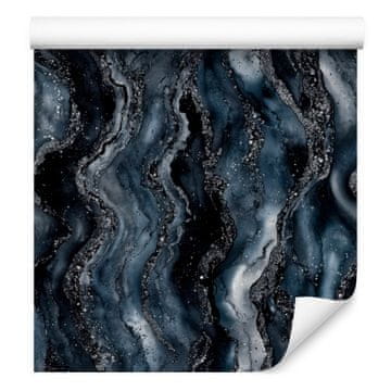 Tapeta s tintom, tamnoplava, crna, plava i grafitna, 50x1000 cm