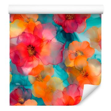 Tapeta boje tinte crvene, breskve i tirkizne boje 50x1000 cm