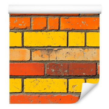 Tapeta Šareni zid od opeke žute i narančaste 50x1000 cm