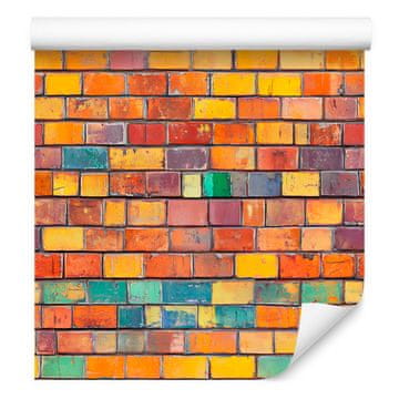 Tapeta Šareni zid od opeke zlatne boje, zlatna pozadina 50x1000 cm