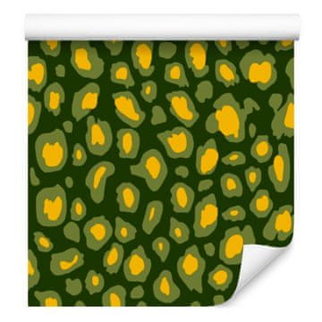 Zelena kožna maslinasto-žuta tapeta za dnevni boravak i spavaću sobu 50x1000 cm