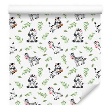 Zebra tapeta bijela, svijetlosiva, limeta i siva 50x1000 cm