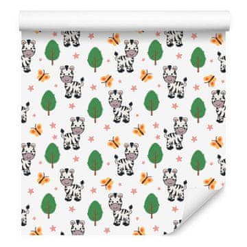Zebra tapeta bijela i svijetlo siva za dnevni boravak i spavaću sobu 50x1000 cm