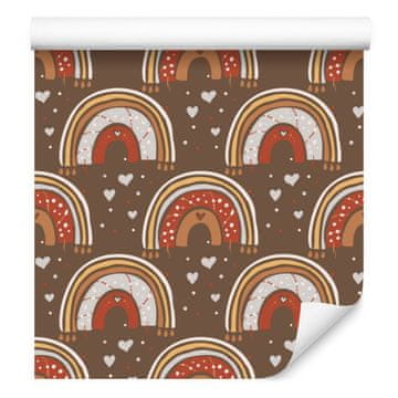 Tapeta s dugama i leptirima u boho boji, smeđa i hrđava, za dnevni boravak i spavaću sobu 50x1000 cm