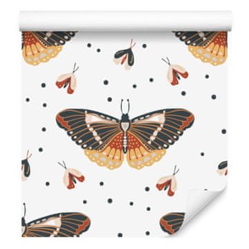 Boho tapeta s dugama i leptirima, bijela i smeđa, za dnevni boravak i spavaću sobu, 50x1000 cm