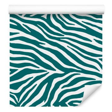 Zebrasta tapeta s prugama tirkizna, svijetlo siva i bijela 50x1000 cm
