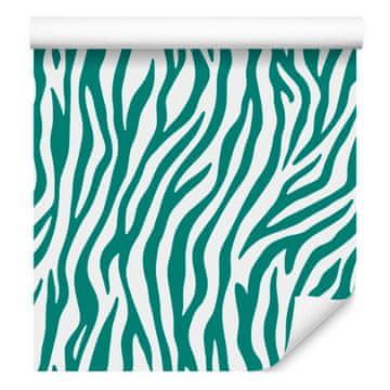 Tapeta sa zebrastim prugama, tirkizna, bijela, celadon i morsko plava 50x1000 cm