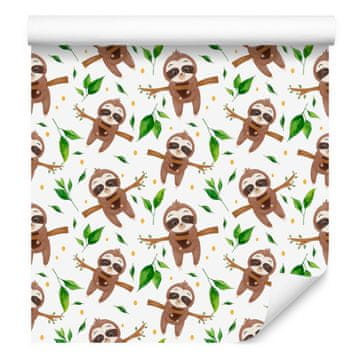Tapeta Sloth u bijeloj, bež i svijetlo sivoj boji za dnevni boravak i spavaću sobu 50x1000 cm