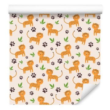 Leopard tapeta bijela, krem, zlatna i svijetlo siva 50x1000 cm