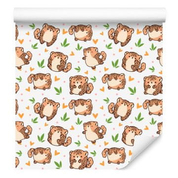 Leopard tapeta bijela i bež za dnevni boravak i spavaću sobu 50x1000 cm