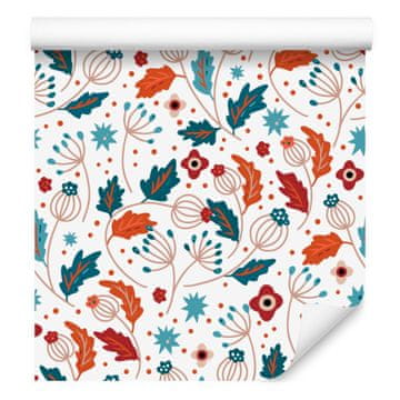 Tapeta sa šumskim životinjama i prirodom, bijela, svijetlosiva pozadina, 50x1000 cm