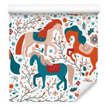 Tapeta za zidove šumskih životinja i prirode, bijela i svijetlosiva, 50x1000 cm