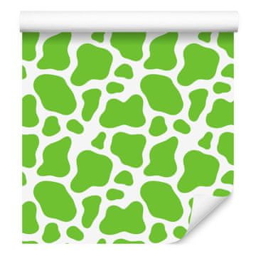 Tapeta s motivima kravljih mrlja, limeta i bijela, limeta pozadina, 50x1000 cm