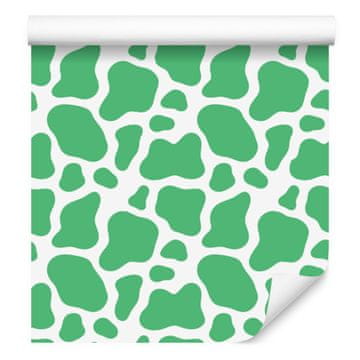 Tapeta s motivima krava, zelena, bijela, mint i svijetlosiva, 50x1000 cm
