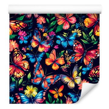 Tapeta Šareni leptiri tamnoplava i crvena 50x1000 cm
