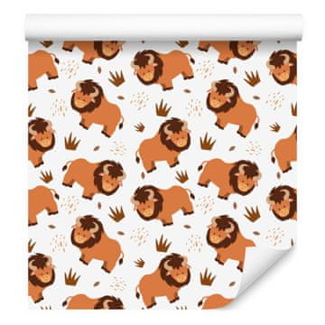 Buffalo tapeta bijela, narančasta i bež za dnevni boravak i spavaću sobu 50x1000 cm